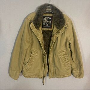 American Eagle Outfitters Bomber Jacket Men’s Size Medium Faux Fur Lined